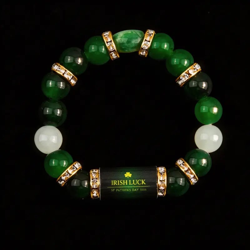 Pulseira de Ágata Verde com Tr - Red Clover Flower avaliação e preço